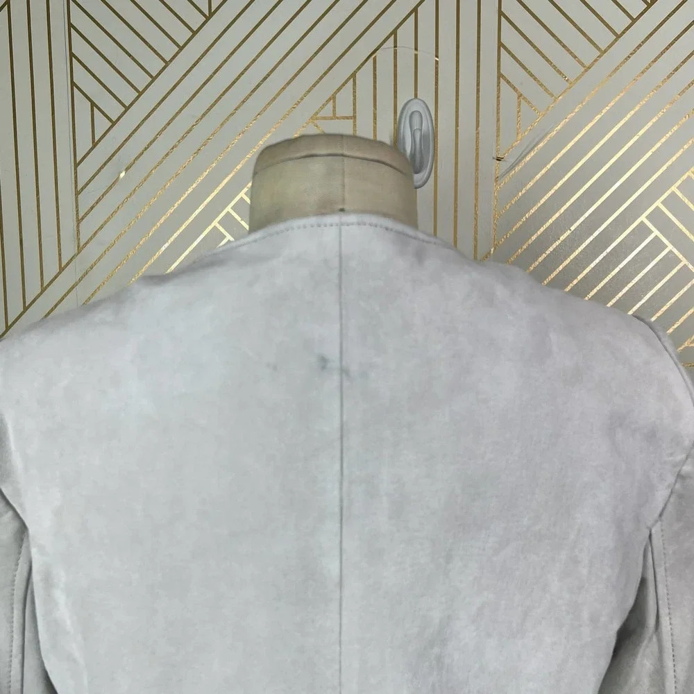 Soia + Kyo‎ Collarless Zip Front Suede Jacket Gray Size US Small - Picture 8 of 12